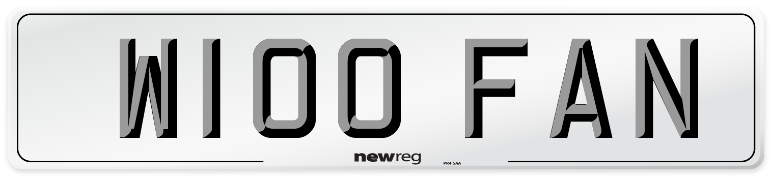W100 FAN Number Plate from New Reg